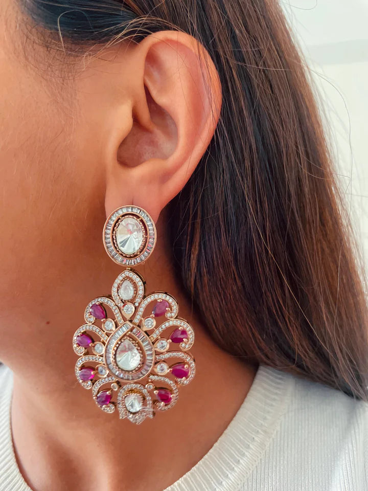 Maharani Zarnoor Rubiyana Royal Court Empress Moissanite Polki Kundan & Tejaswini Ruby Zareen Darbar Sovereign Necklace Set