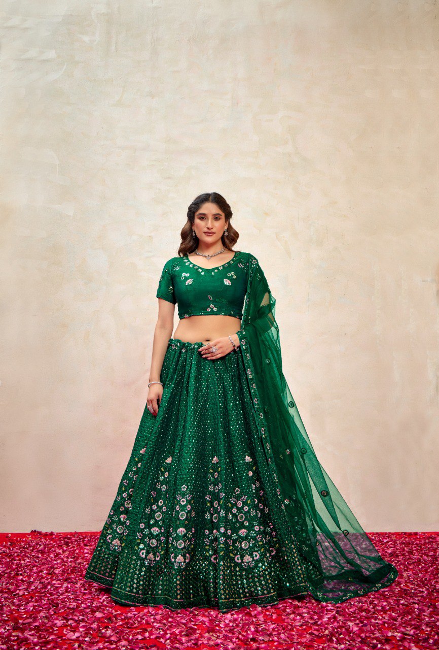 Exclusive Embroidered Semi Stitched Silk Lehenga Choli Collection!