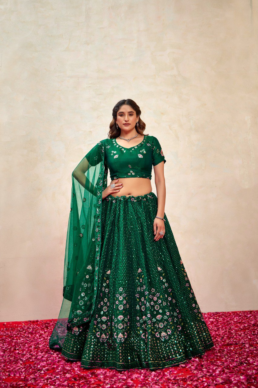 Exclusive Embroidered Semi Stitched Silk Lehenga Choli Collection!