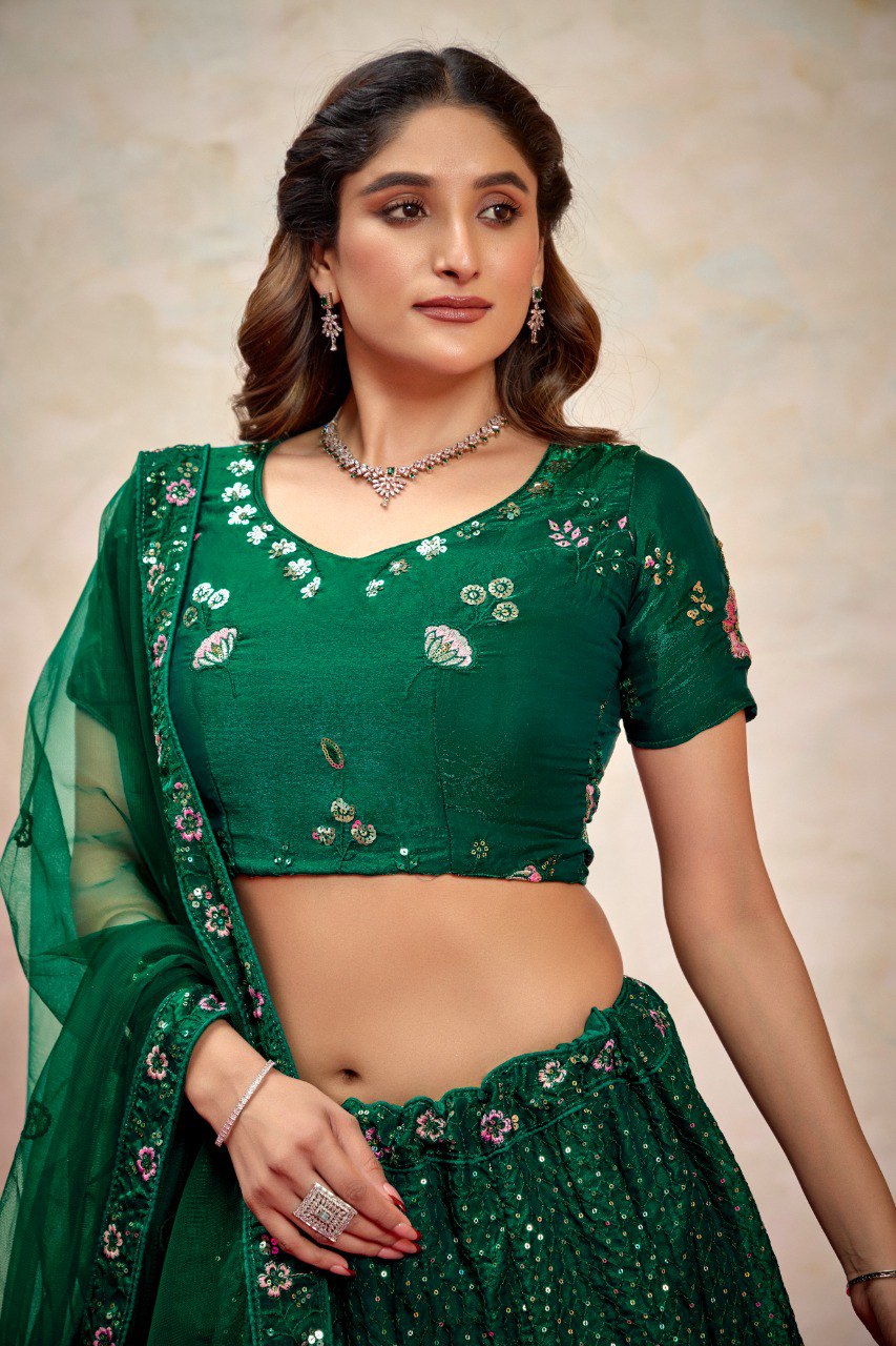 Exclusive Embroidered Semi Stitched Silk Lehenga Choli Collection!