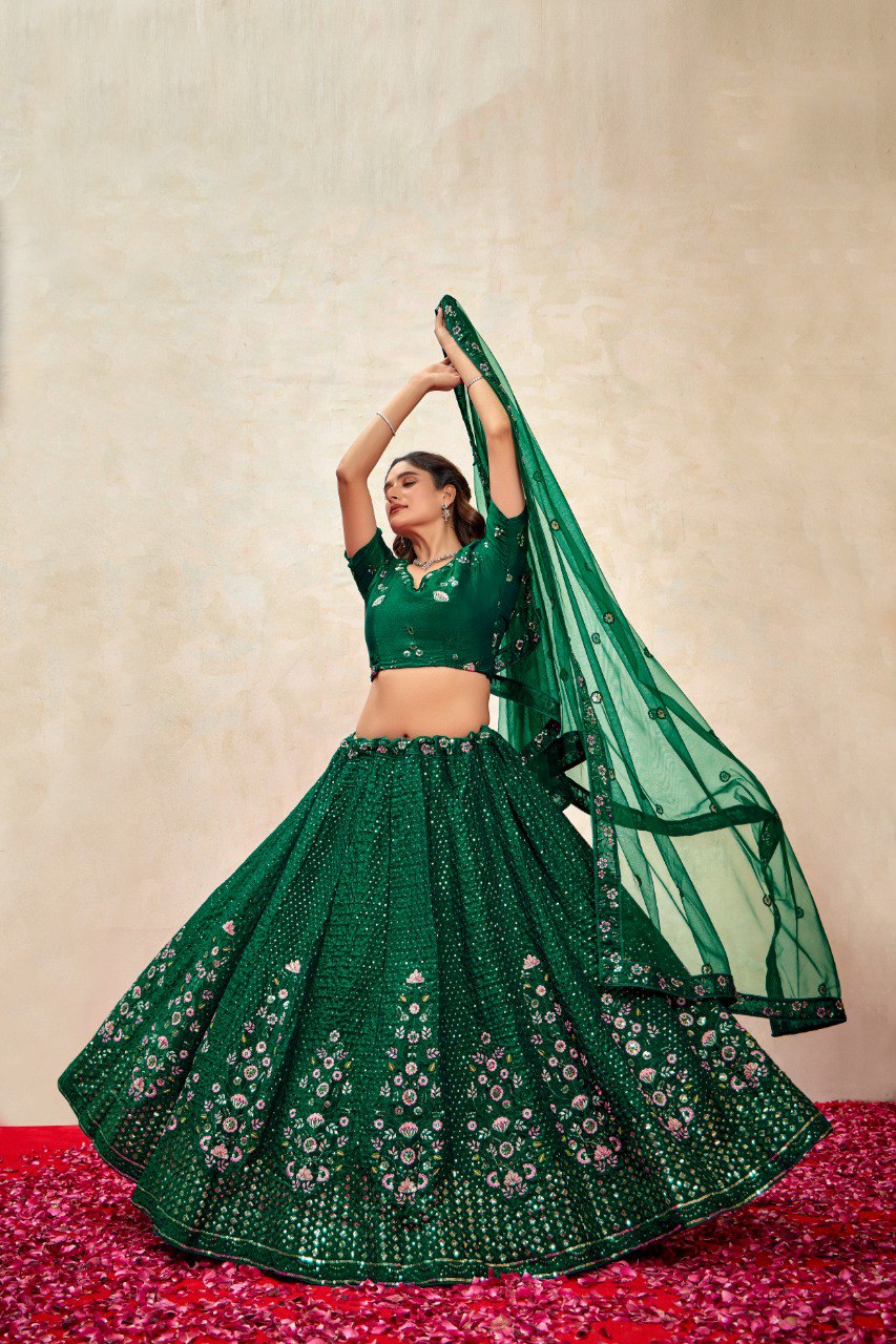 Exclusive Embroidered Semi Stitched Silk Lehenga Choli Collection!
