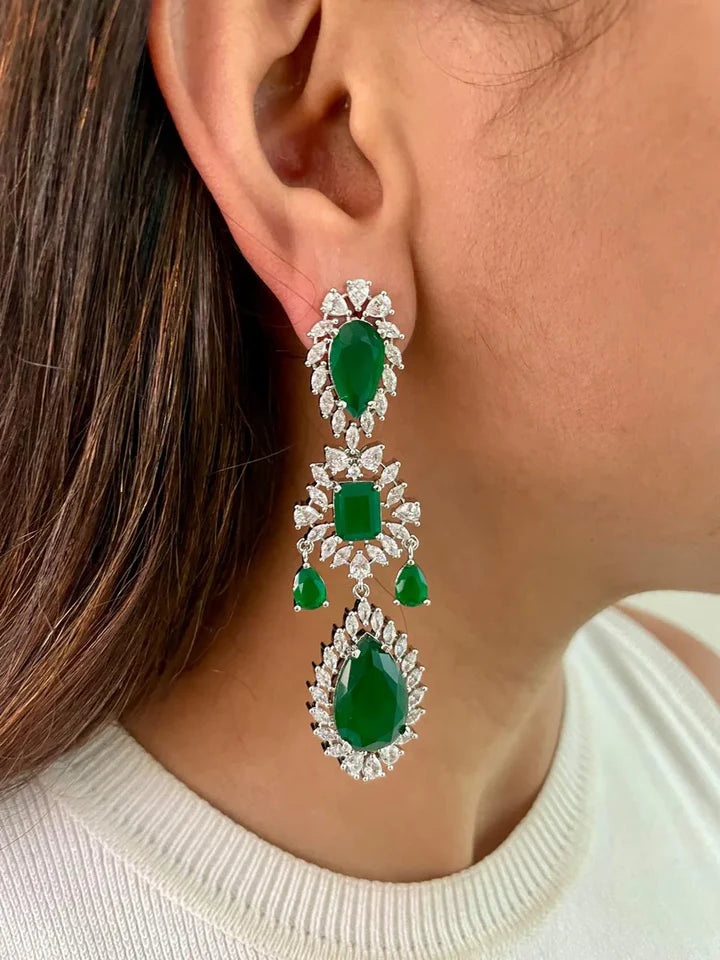Maharani Abbey Emerald Drops Necklace Set & Heart Emerald & Diamond Necklace Set