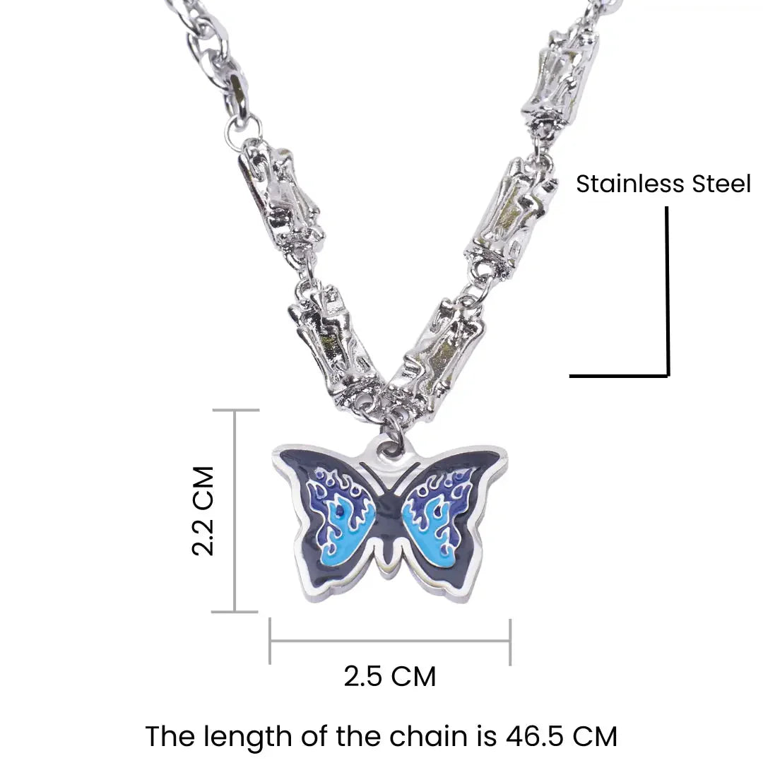 Chunky Blue Monarch Necklace