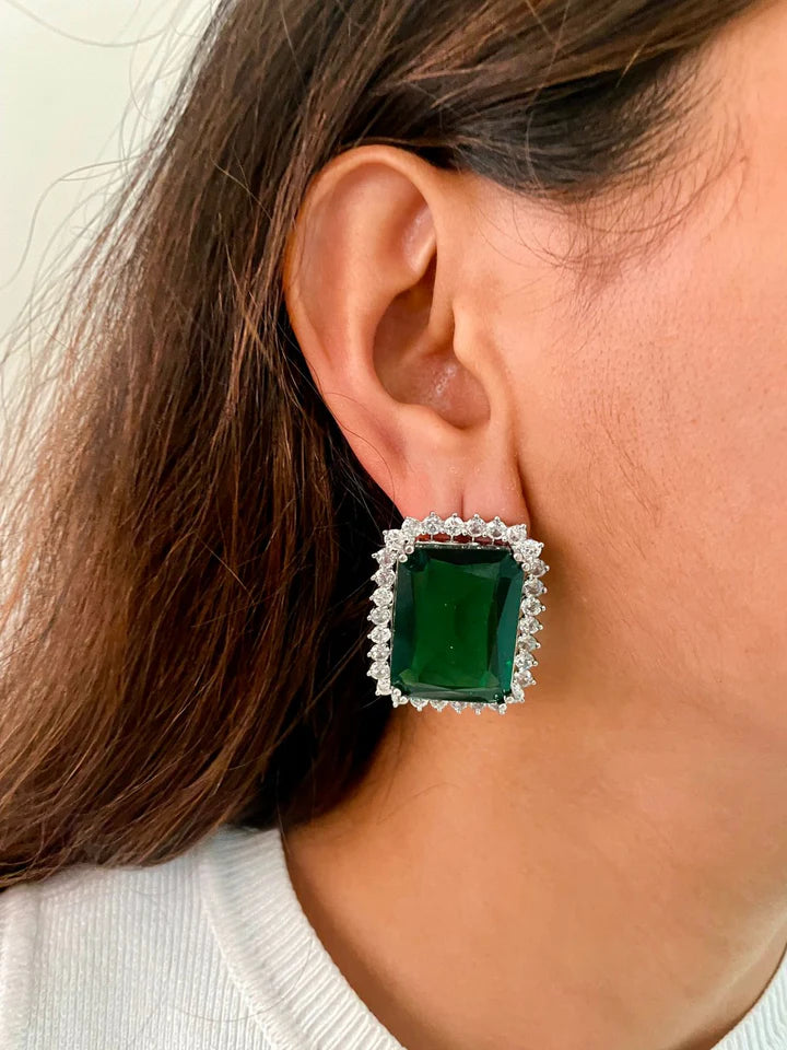 Maharani Emerald Appliqué Dimonte Choker Set & Emerald Drop Dimonte Floral Necklace Set