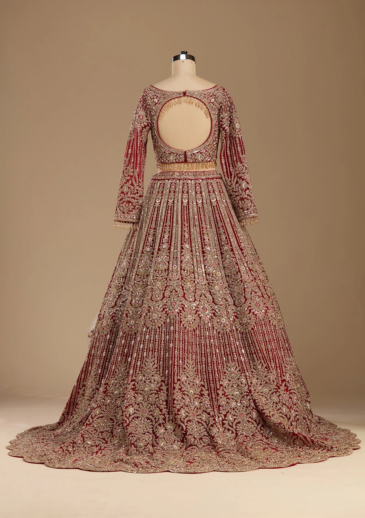 Maroon Sequins Net Readymade Lehenga