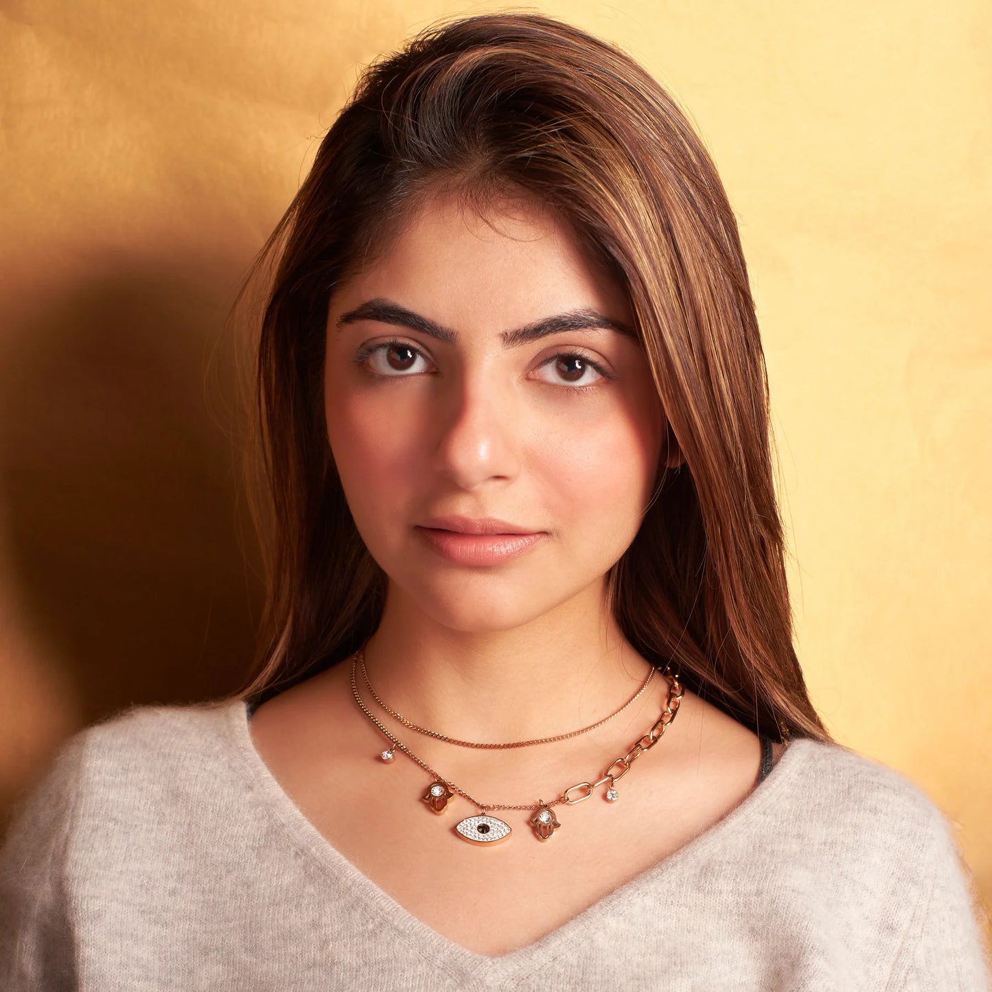 Evil Eye Hamsa Layered Necklace