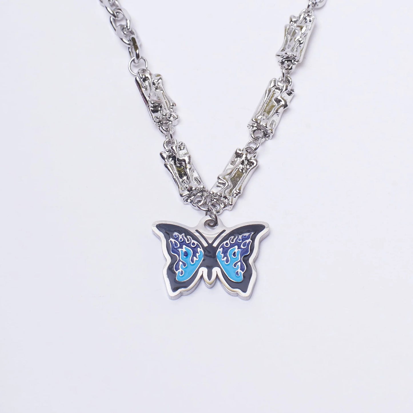 Chunky Blue Monarch Necklace