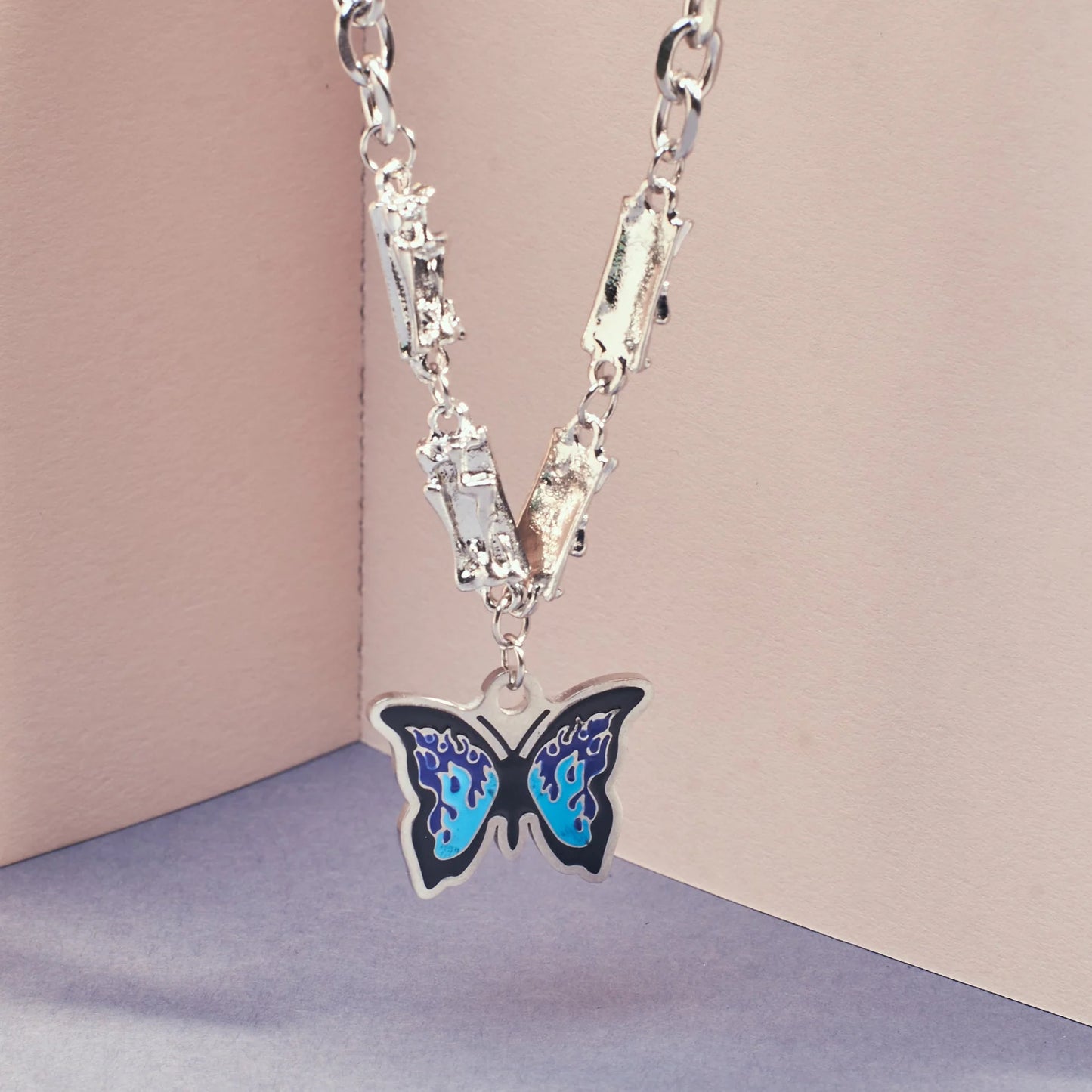 Chunky Blue Monarch Necklace