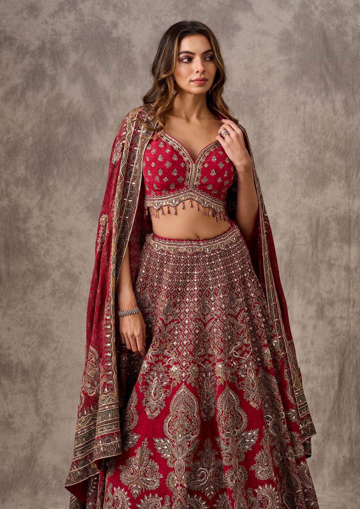 Maroon Majesty Chinon Lehenga