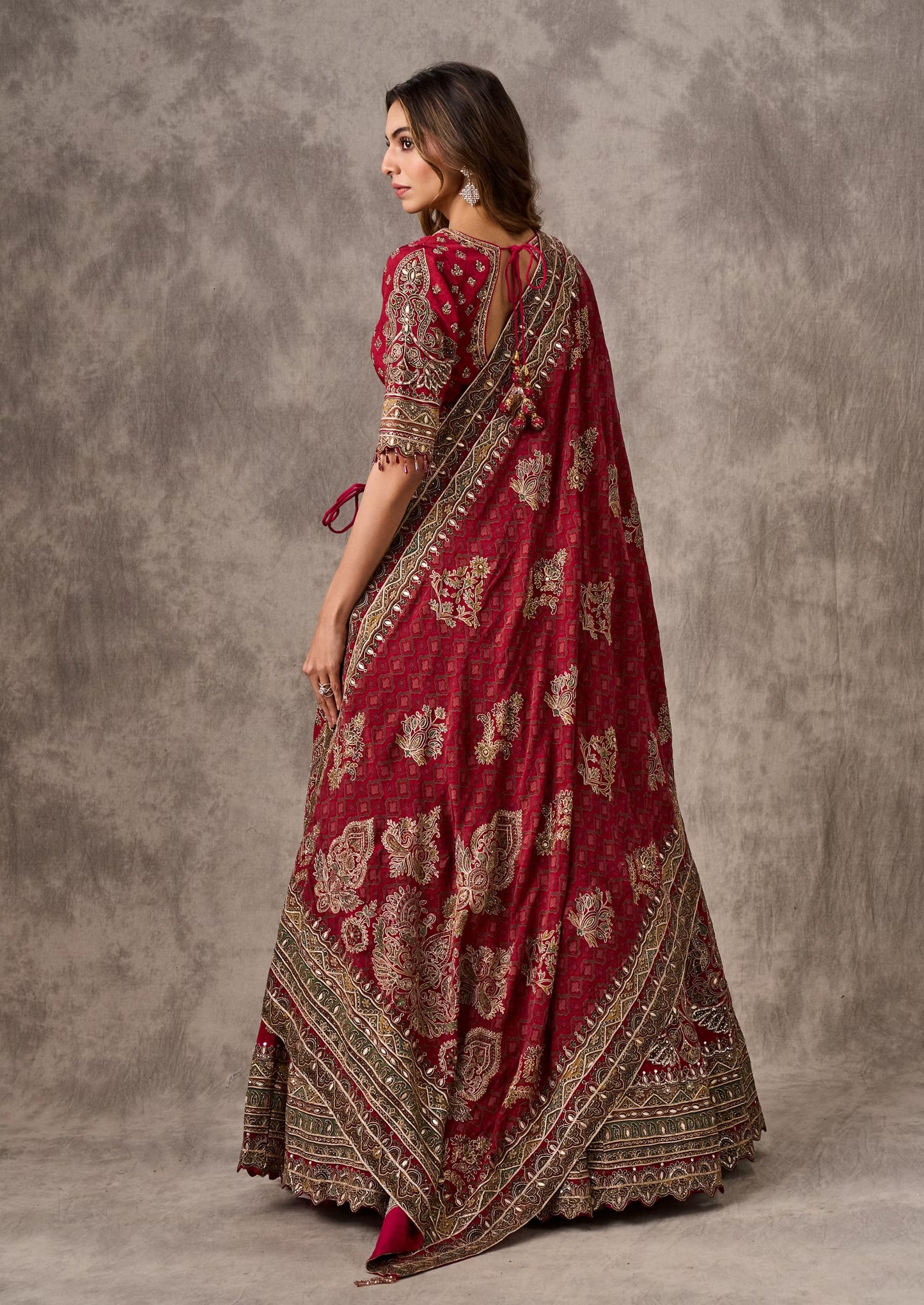 Maroon Majesty Chinon Lehenga