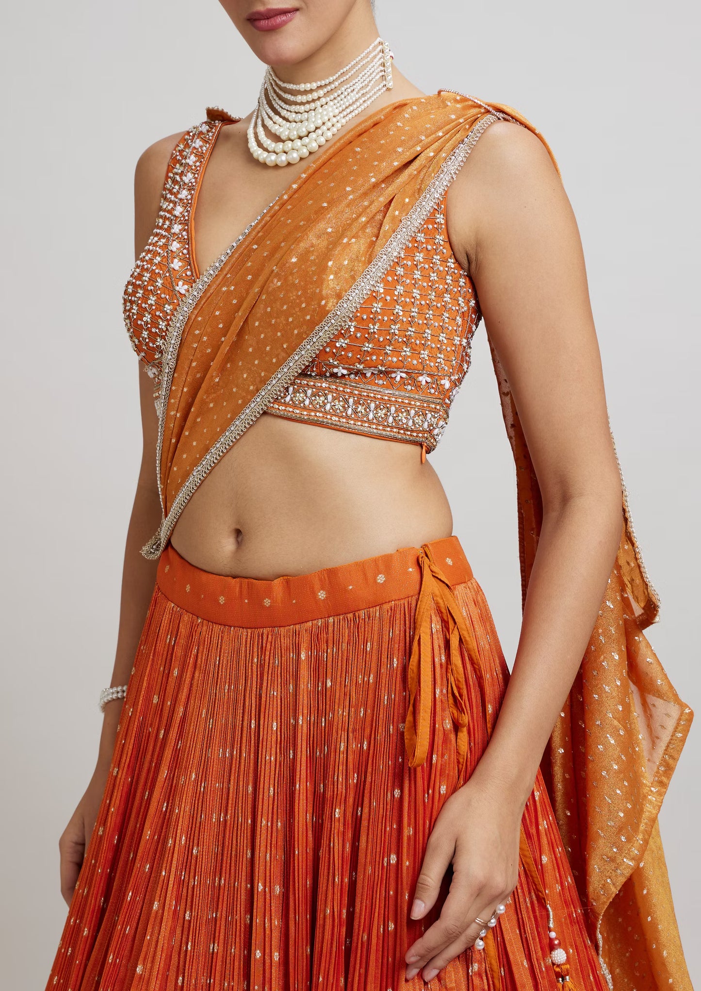 Orange Georgette Festive Lehenga