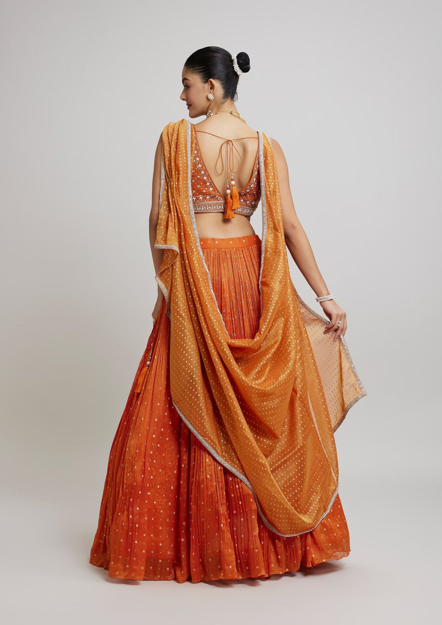 Orange Georgette Festive Lehenga