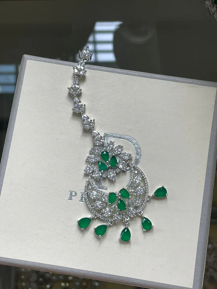 Maharani Abbey Emerald Drops Necklace Set & Heart Emerald & Diamond Necklace Set